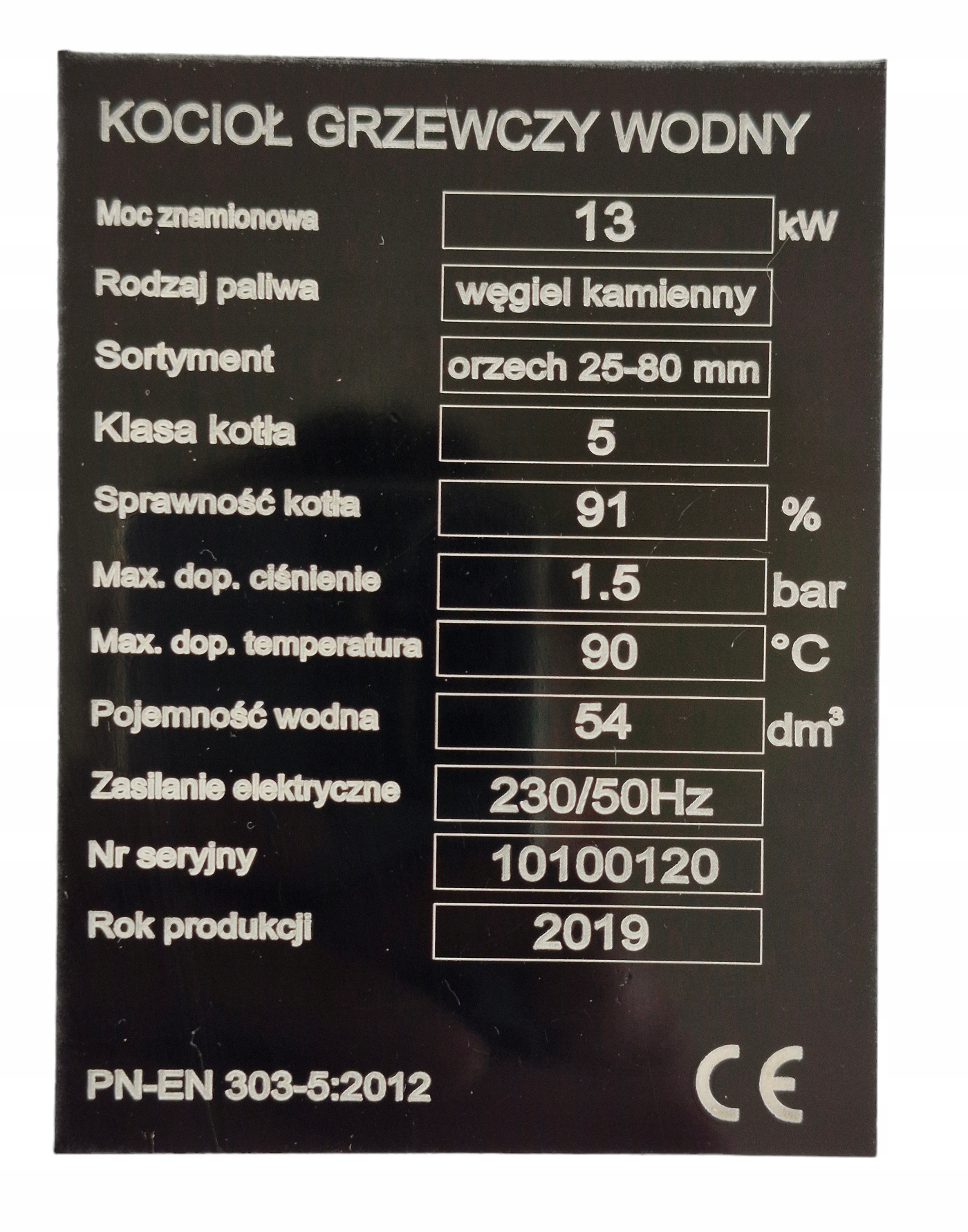 Typový štítok Vodná pec Kotol ústredného kúrenia Kachle na uhlie a drevo